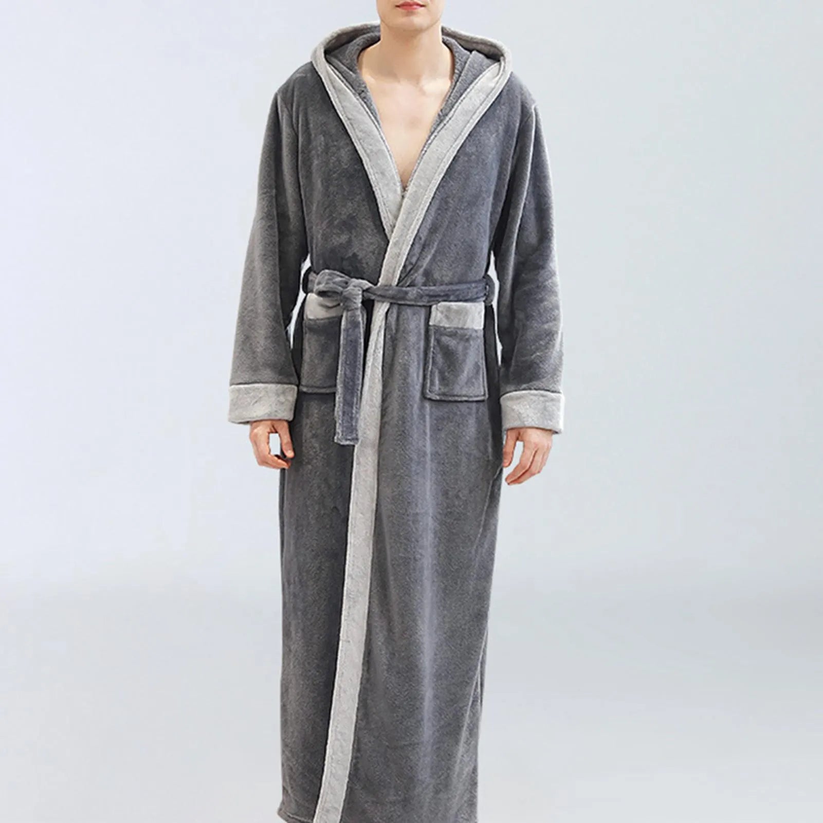 Peignoir chaud à capuche homme confort flanelle Peignoir et bain