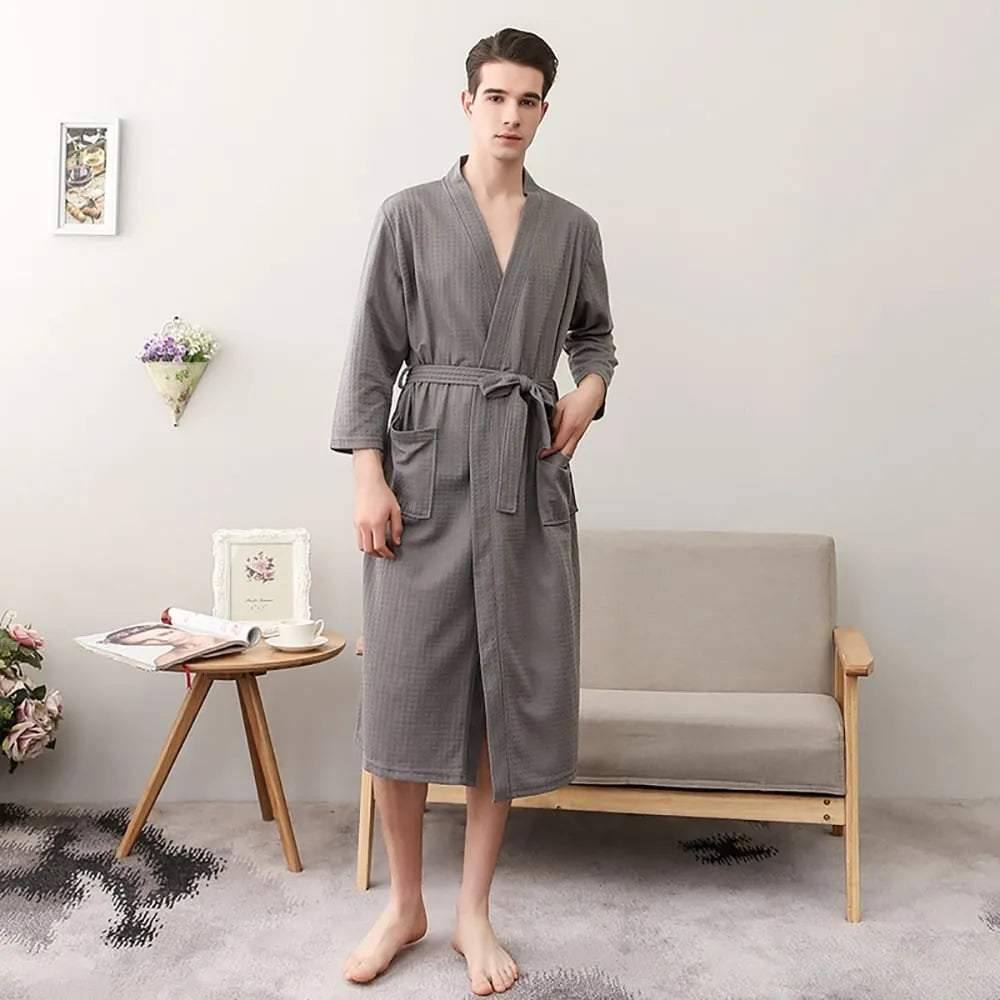Peignoir élégant nid d'abeille pour homme spa détente gris / m Peignoir et bain