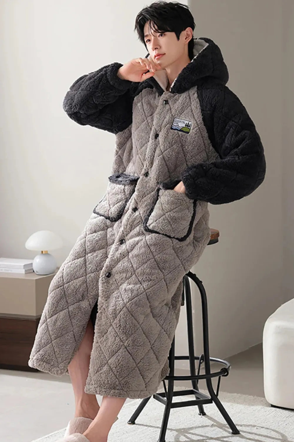 Peignoir plaid cocooning pour homme élégant