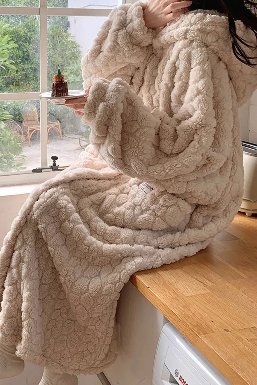 Peignoir cocooning imprimé floral pour femme