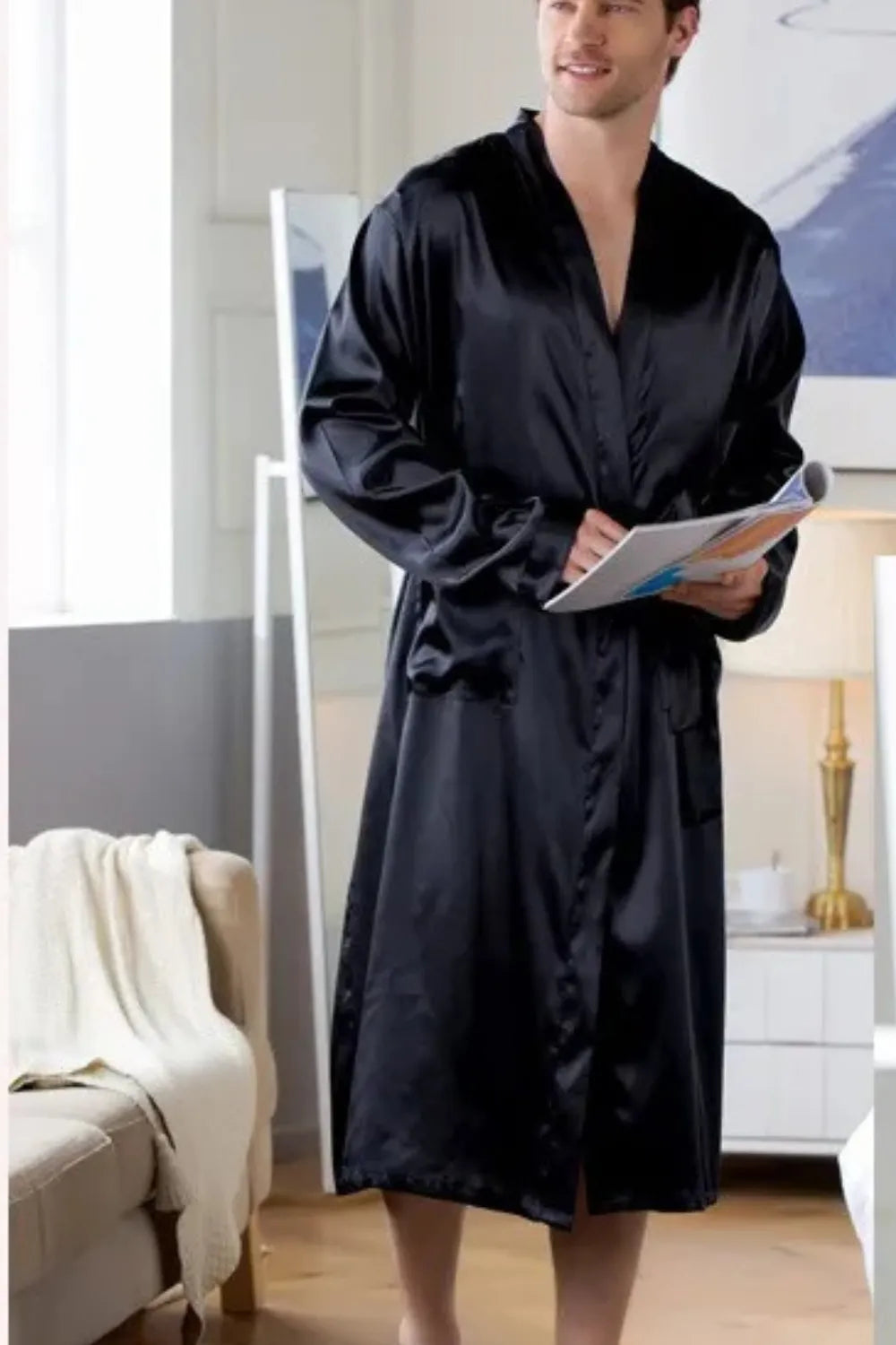 Peignoir chic noir élégant pour soirée femmes