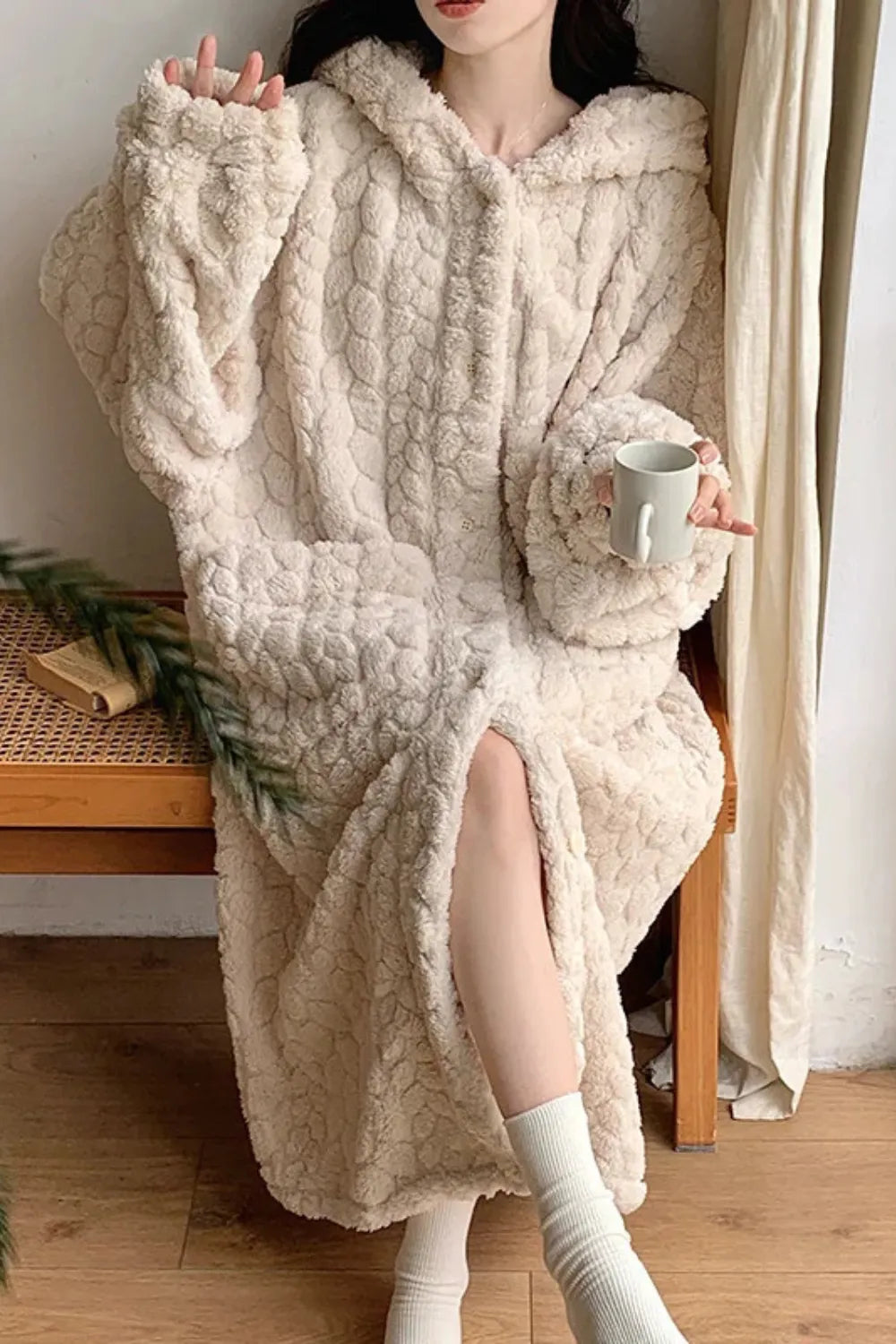 Peignoir cocooning imprimé floral pour femme