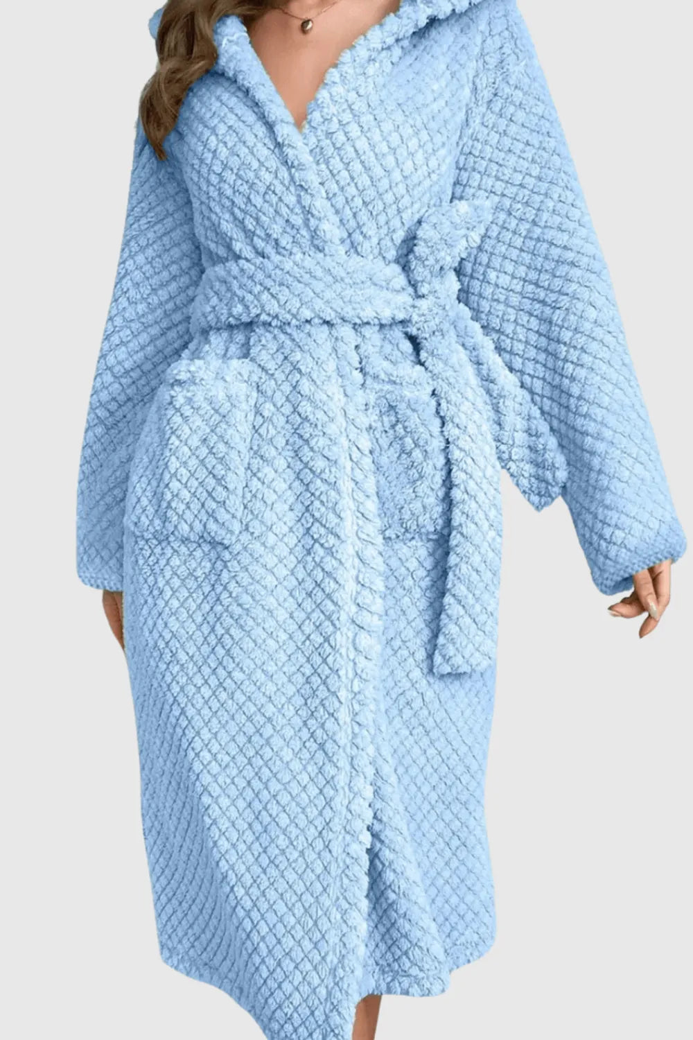 Peignoir à capuche douillet femme pour détente