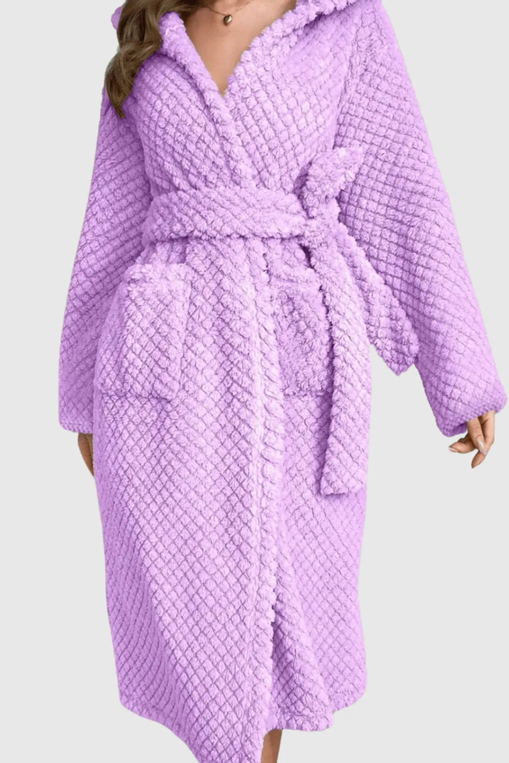 Peignoir à capuche douillet femme pour détente