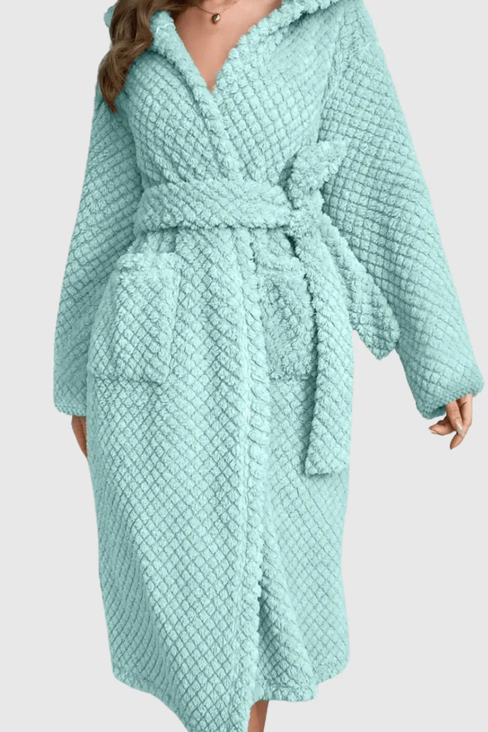 Peignoir à capuche douillet femme pour détente