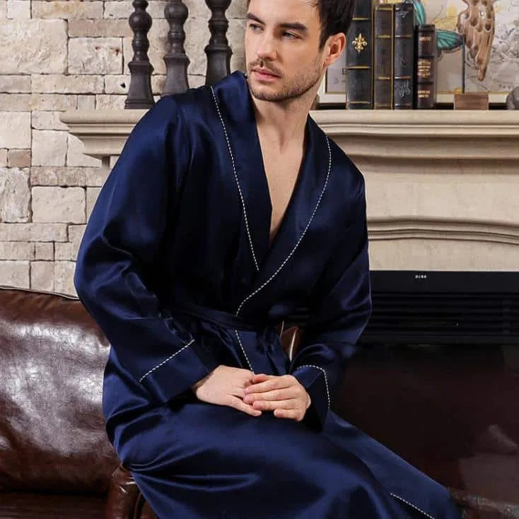Peignoir élégant bleu royal pour homme