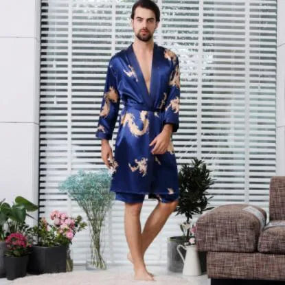 Peignoir homme élégant à motifs dragons mystiques