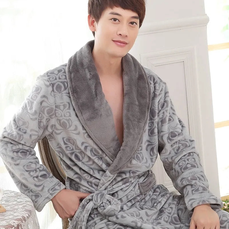 Peignoir géométrique douillet pour homme