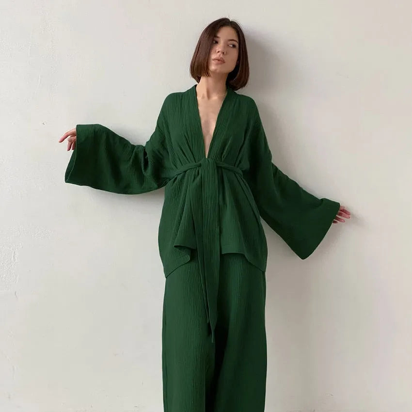 Ensemble confortable en coton pour moments de détente Peignoir et bain