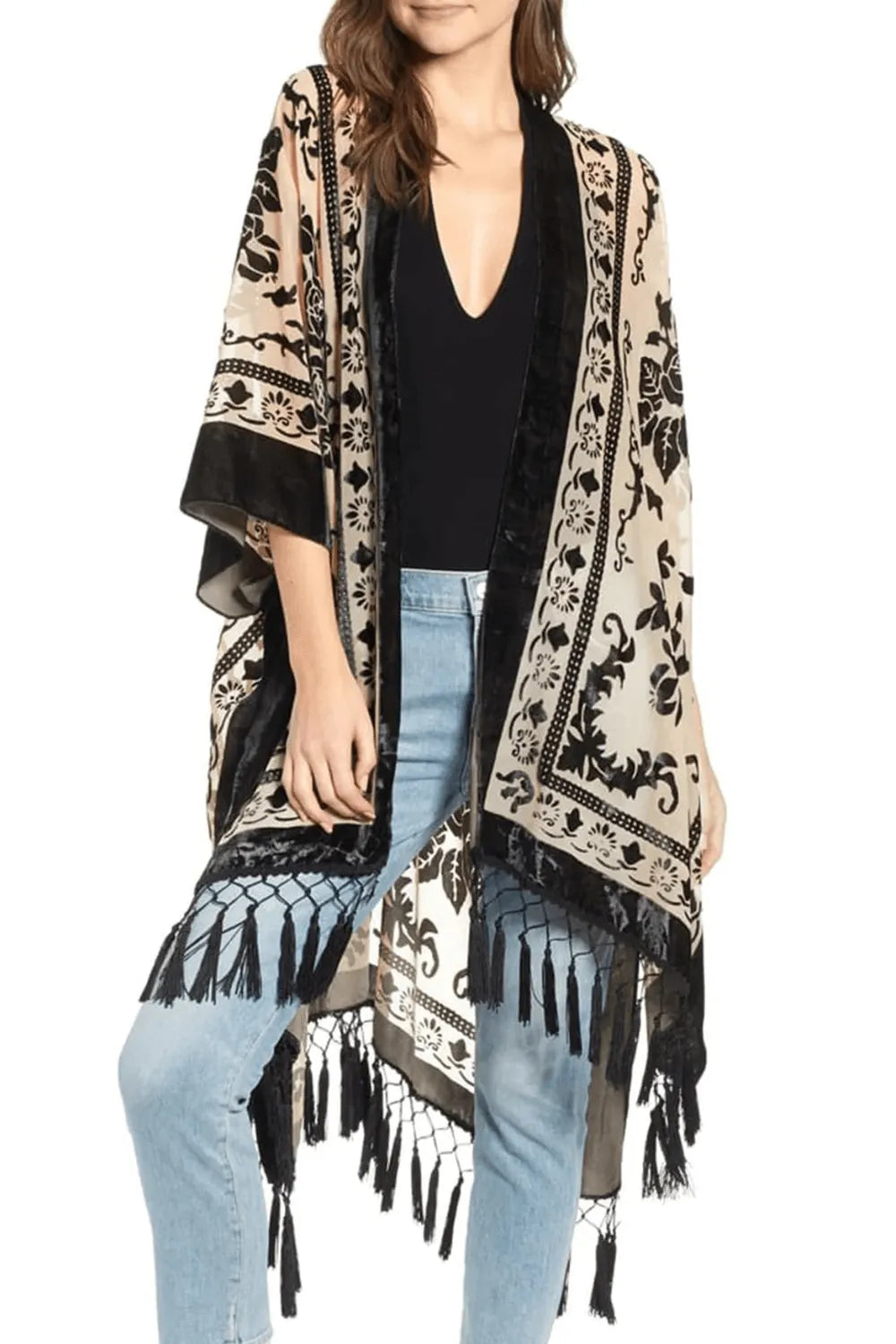 Kimono bohème élégant pour femme Taille unique Peignoir et bain