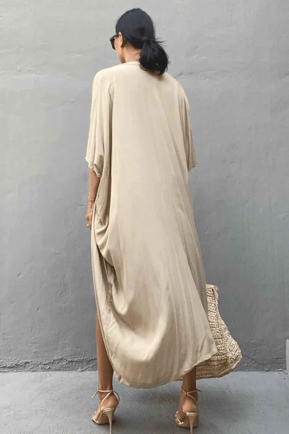 Kimono décontracté beige élégant pour femme Taille unique Peignoir et bain