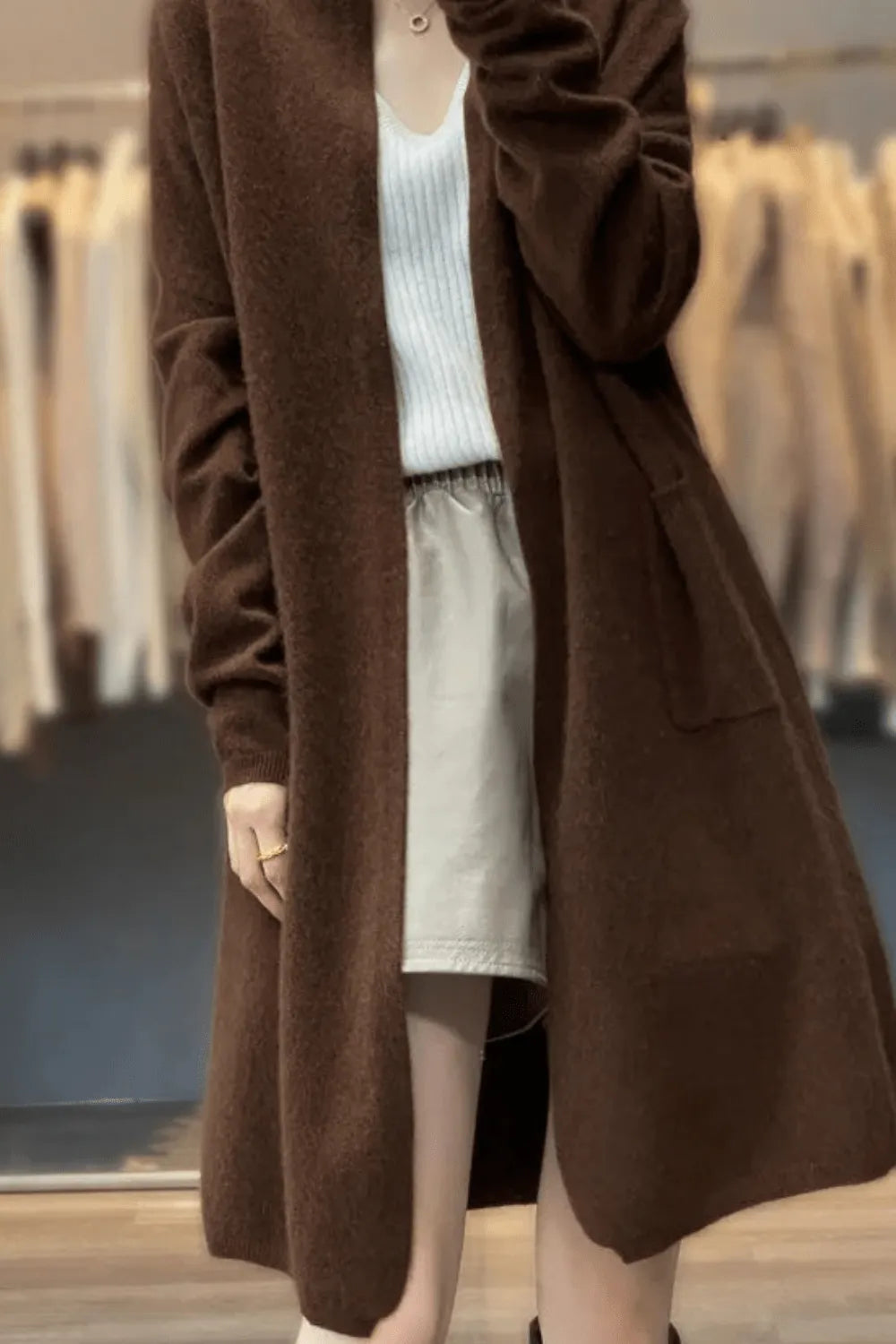 Kimono élégant à motifs pour détente à la maison Marron / Taille unique Peignoir et bain