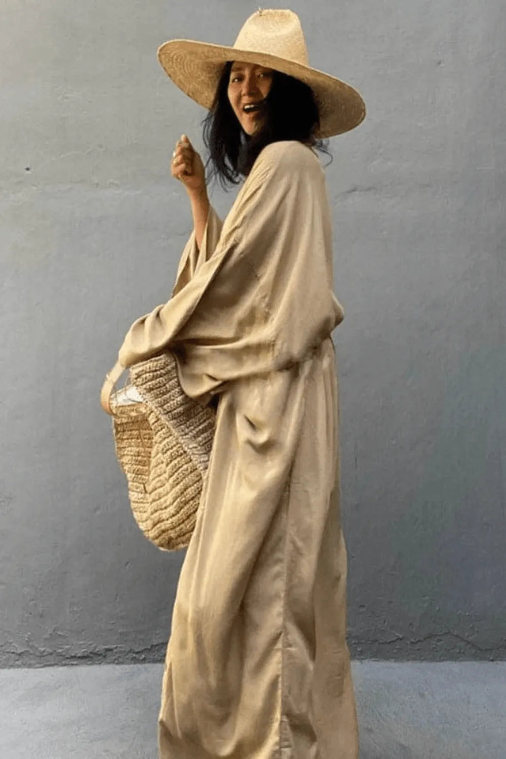 Kimono élégant beige pour femme style japonais Taille unique Peignoir et bain