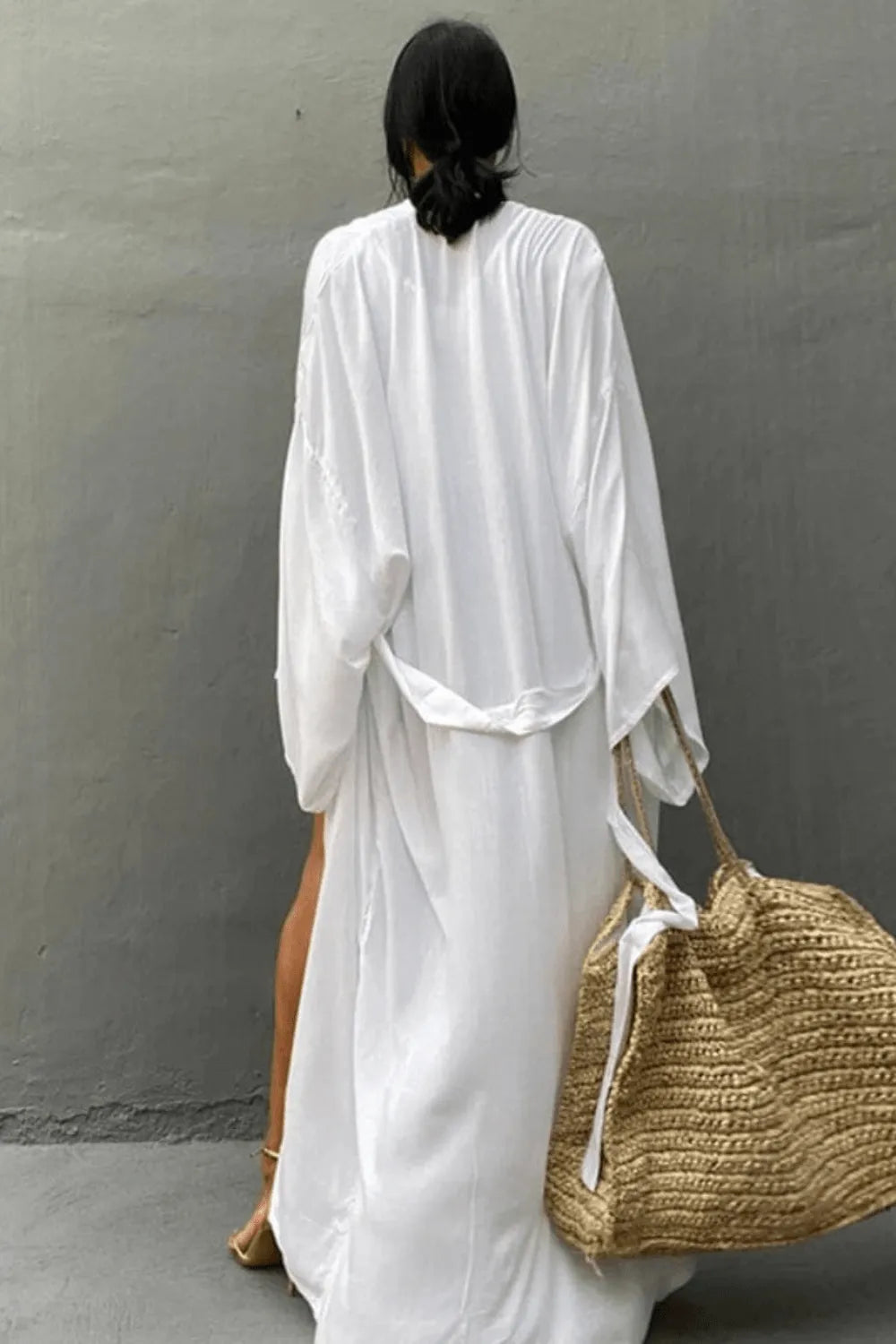 Kimono élégant blanc pour femme ambiance zen Taille unique Peignoir et bain