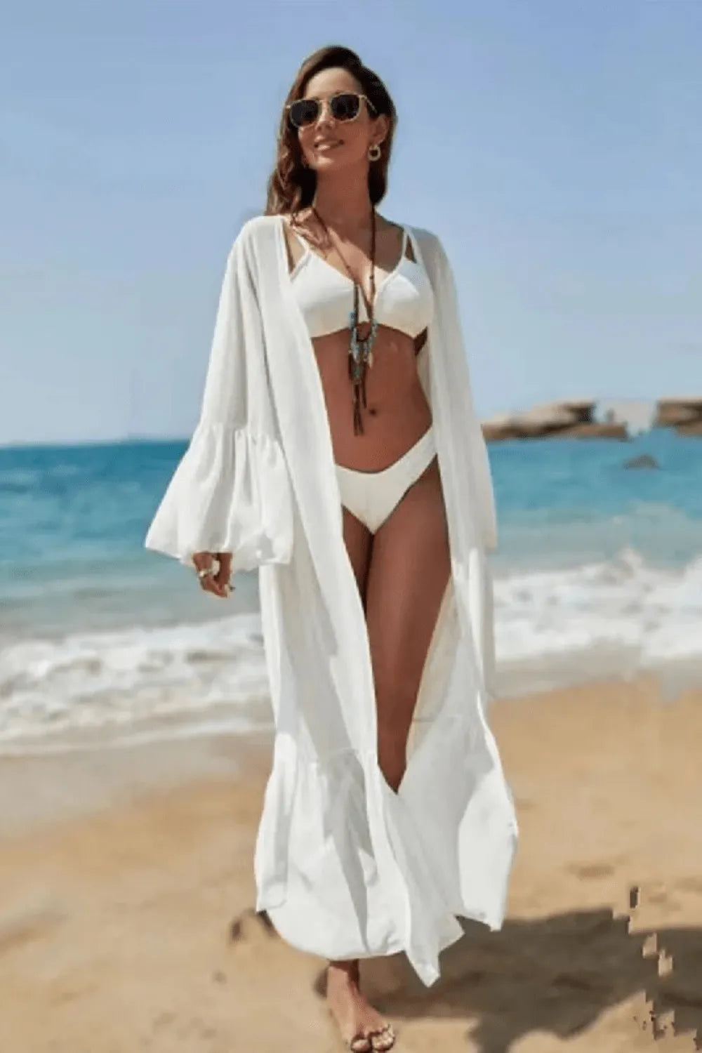 Kimono élégant blanc pour femme style zen Taille unique Peignoir et bain
