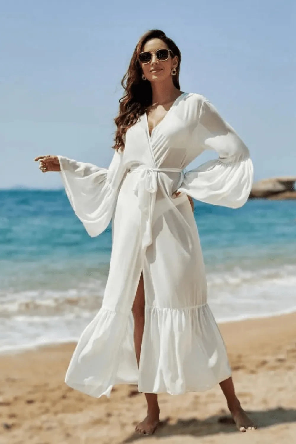 Kimono élégant blanc pour femme style zen Taille unique Peignoir et bain