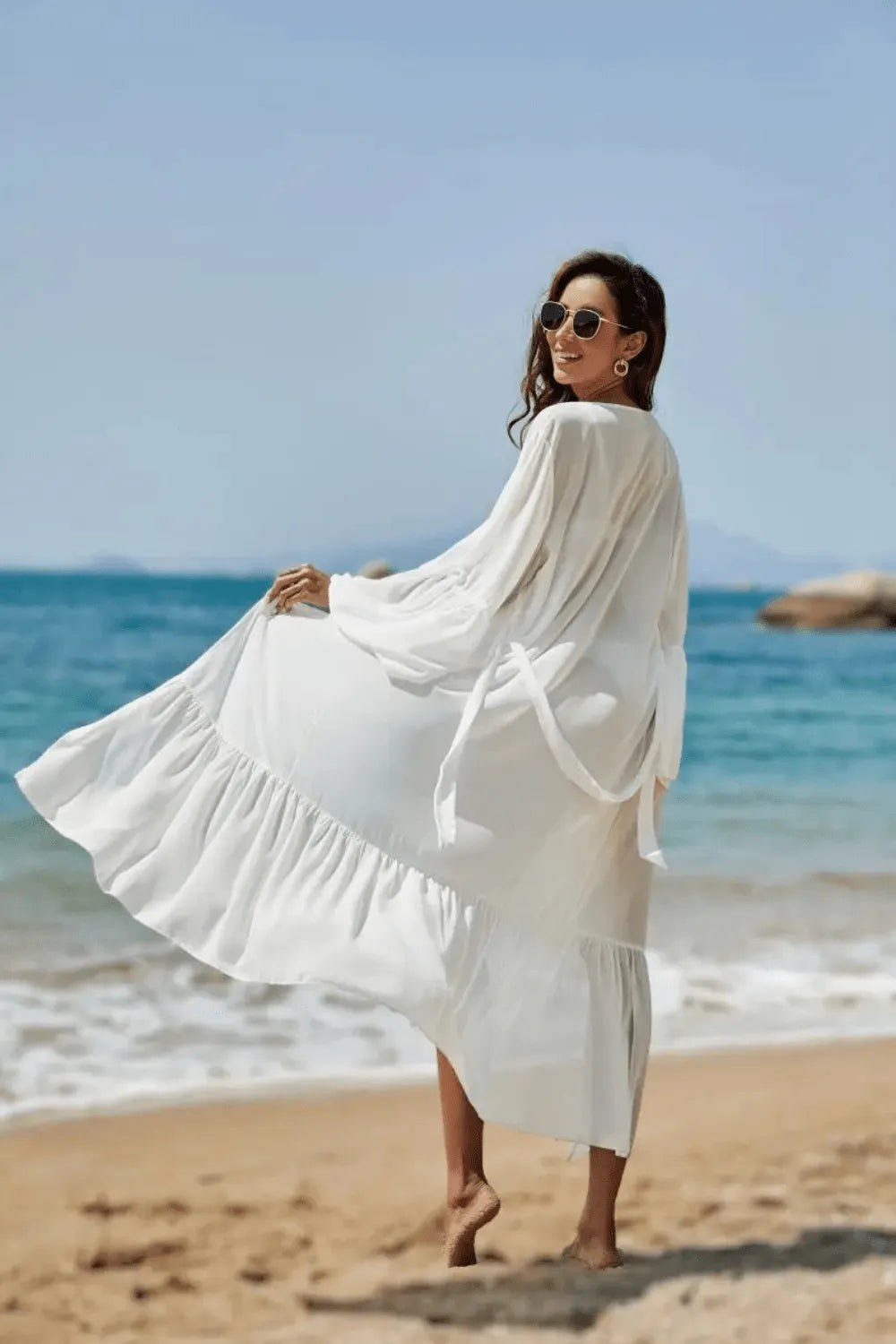 Kimono élégant blanc pour femme style zen Taille unique Peignoir et bain