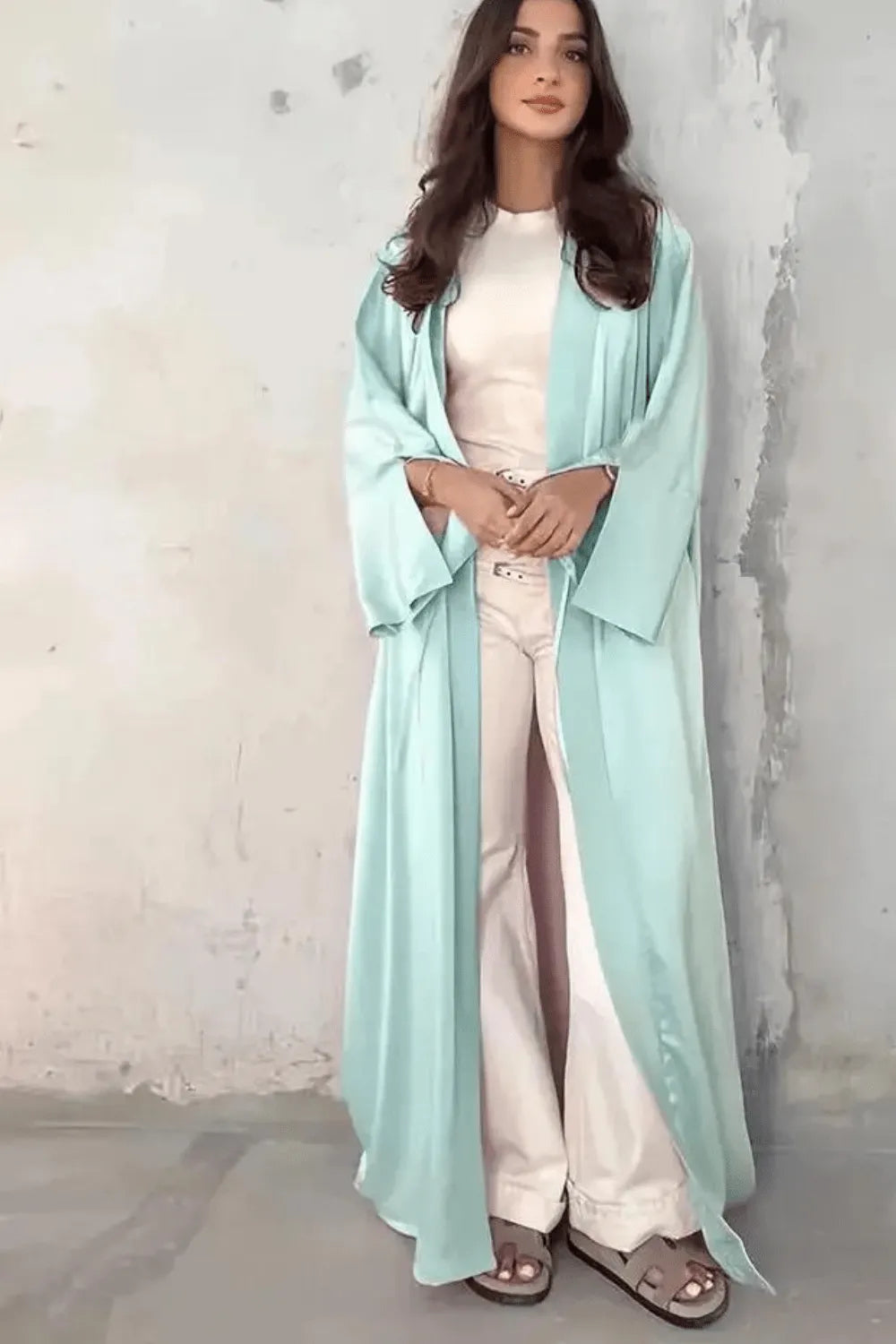 Kimono élégant brodé pour femme Vert / XXL Peignoir et bain