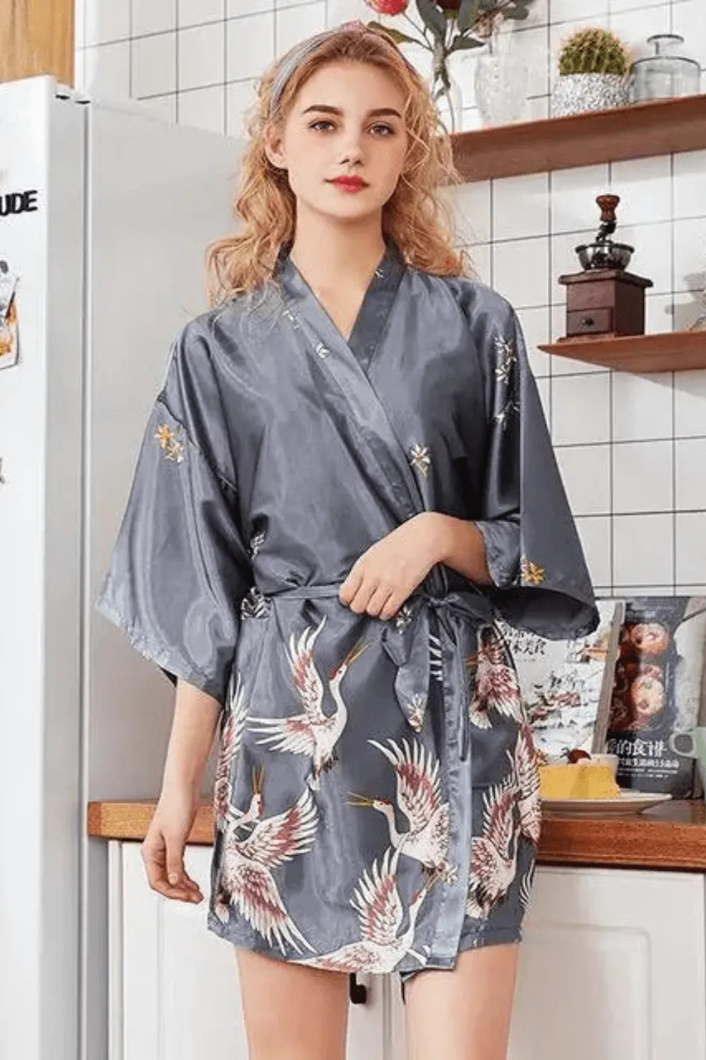 Kimono élégant d'intérieur pour femme chic XXL Peignoir et bain