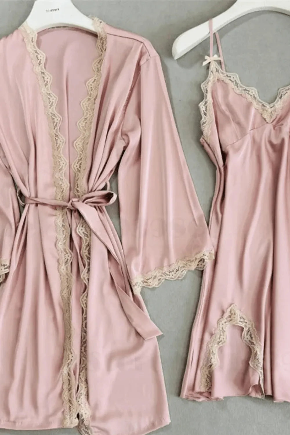 Kimono élégant deux pièces pour femme ambiance romantique Rose / 1m50 à 1m80 ≃ 80kg Peignoir et bain