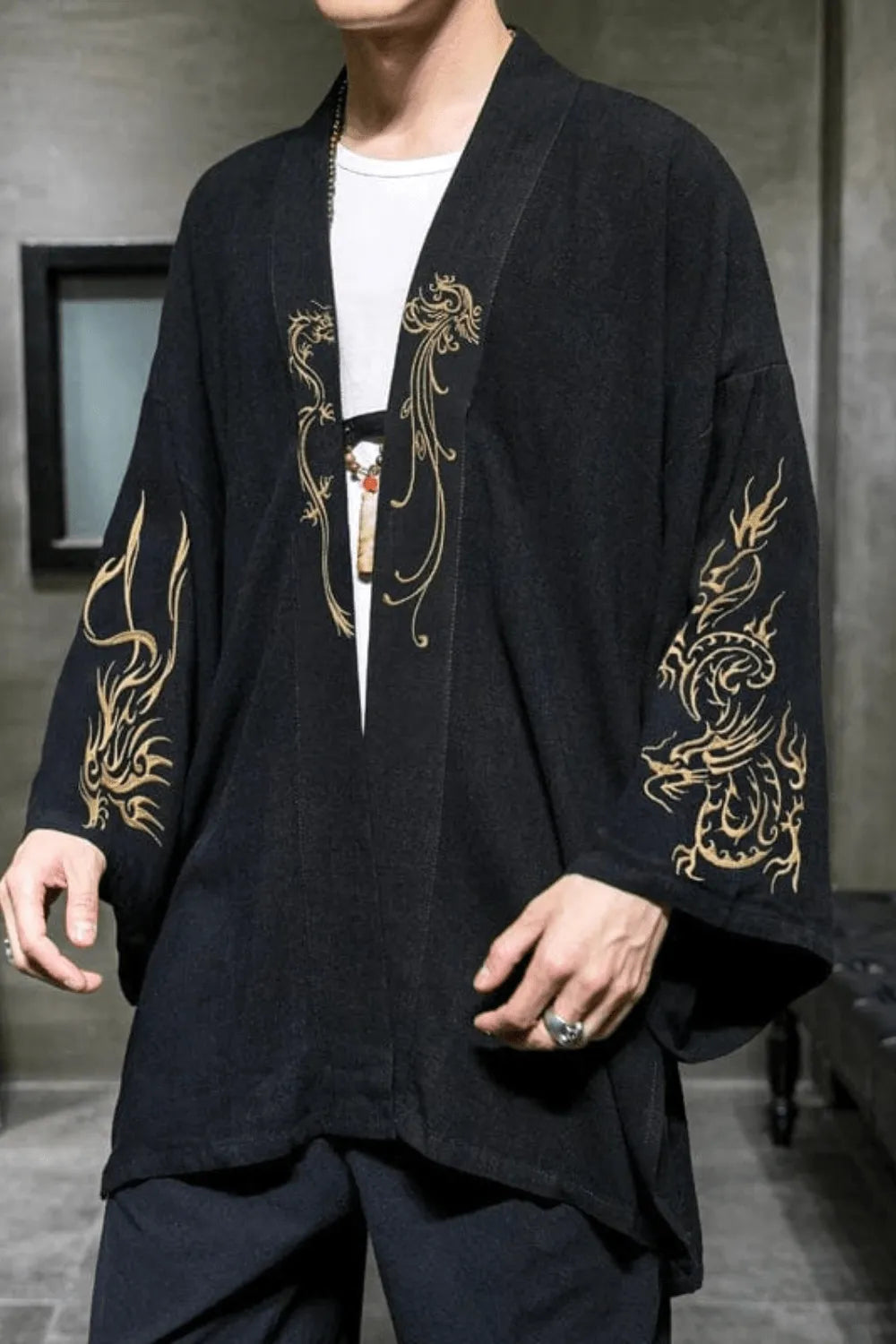 Kimono élégant japonais pour homme style traditionnel Peignoir et bain