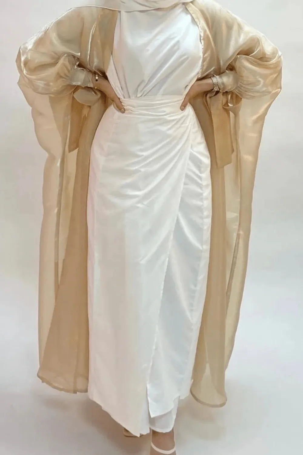 Kimono élégant mariage femme ambiance festive Beige / XXL Peignoir et bain