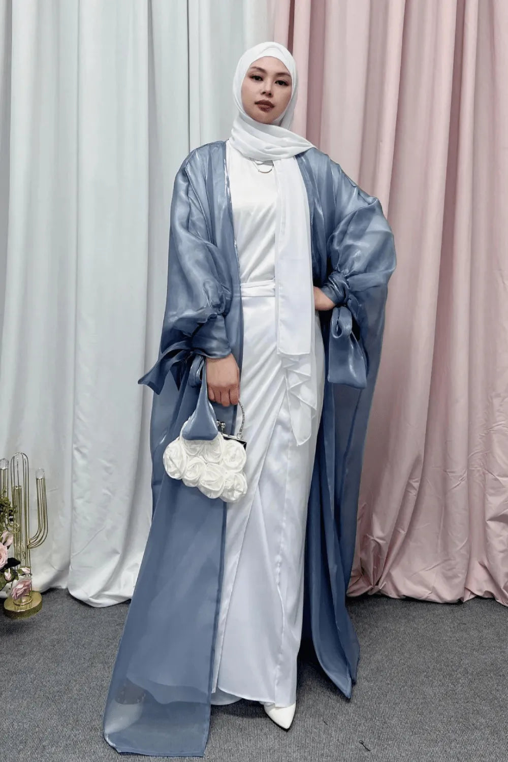 Kimono élégant mariage femme ambiance festive Gris / XXL Peignoir et bain