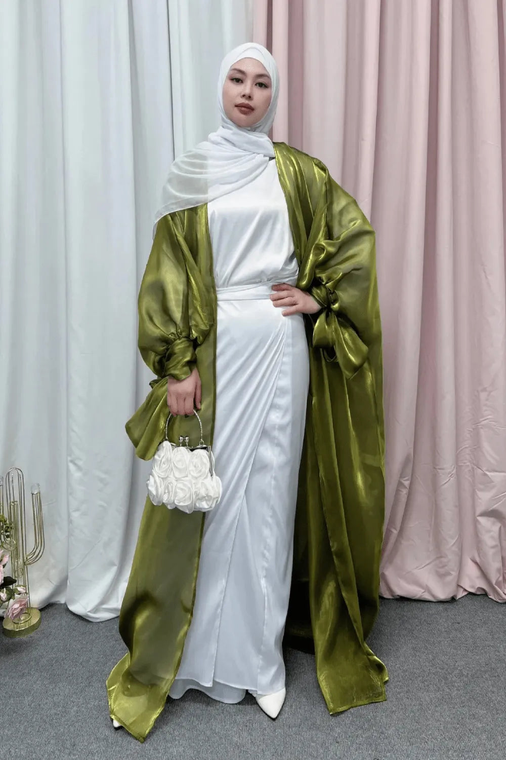 Kimono élégant mariage femme ambiance festive Vert / XXL Peignoir et bain