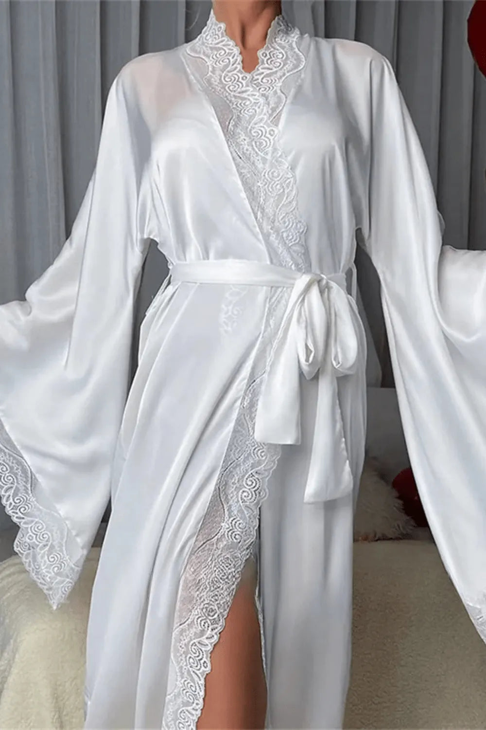 Kimono élégant mariage pour cérémonie romantique L Peignoir et bain