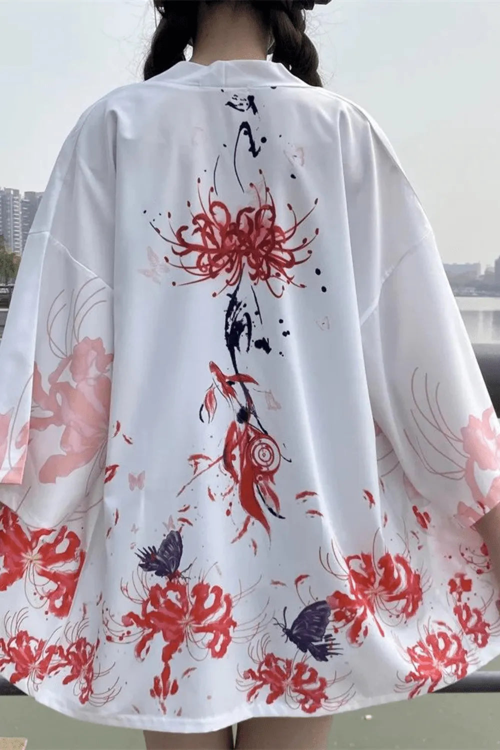 Kimono élégant noir pour soirées relaxantes Blanc / Taille unique Peignoir et bain