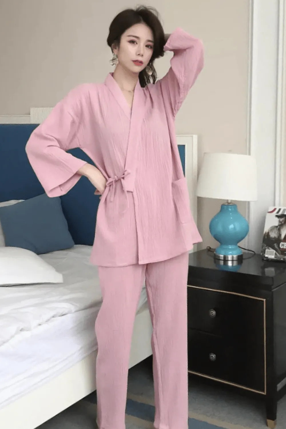 Kimono élégant pour femme ambiance cocooning Rose / XXL Peignoir et bain
