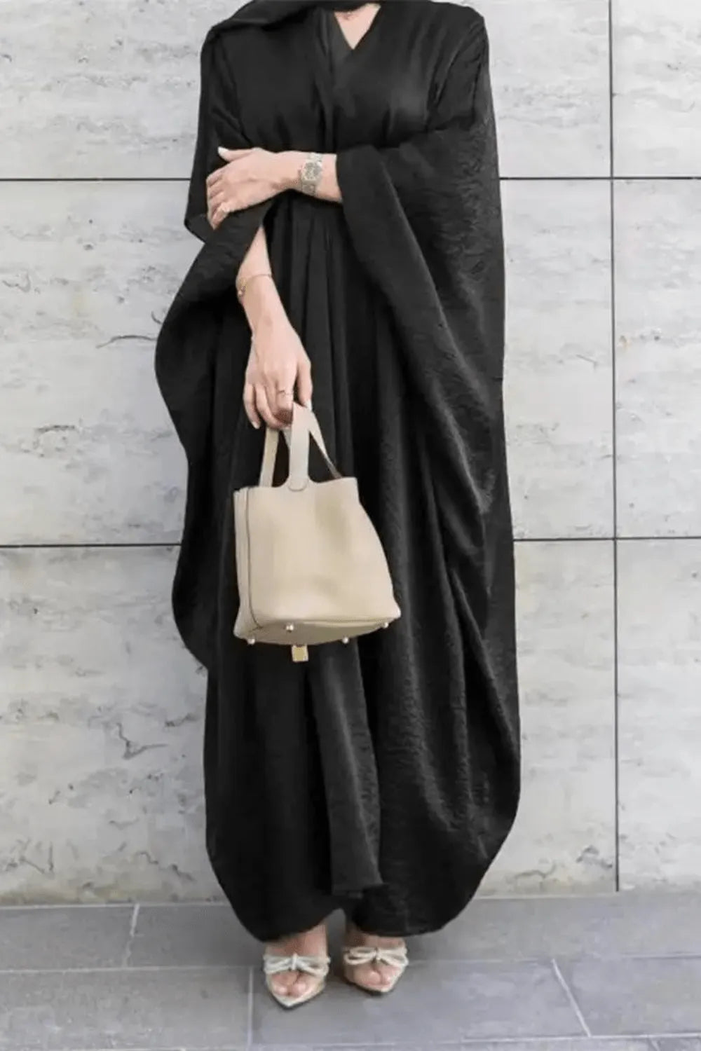 Kimono élégant pour femme style abaya idéal soirée Noir / XXL Peignoir et bain