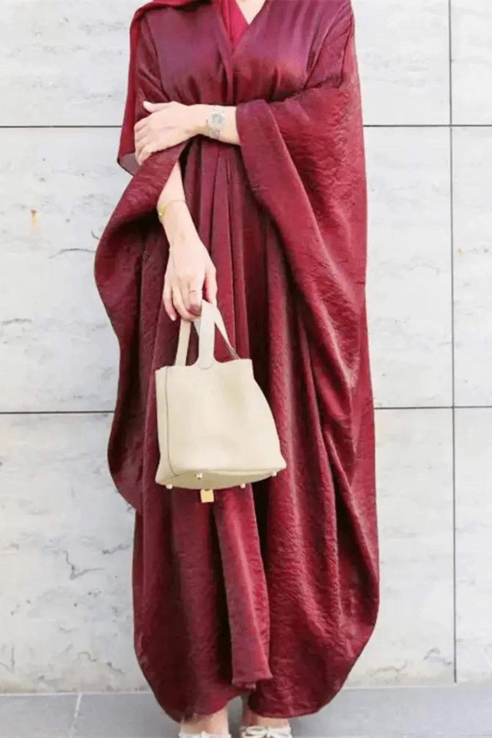 Kimono élégant pour femme style abaya idéal soirée Rouge / XXL Peignoir et bain