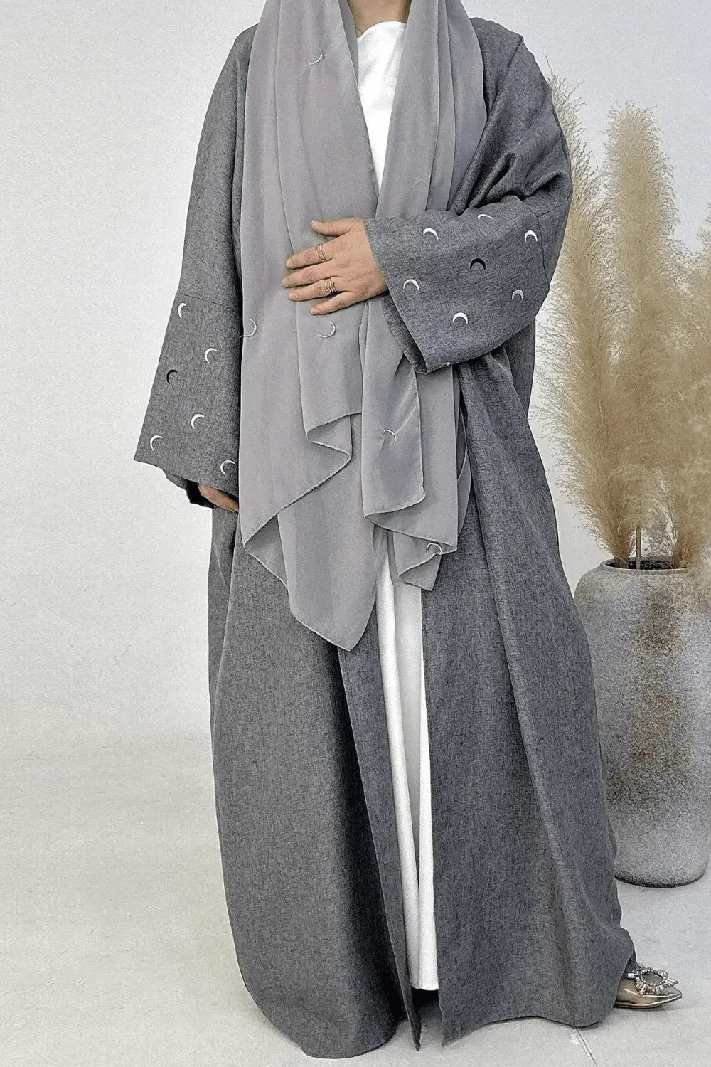 Kimono élégant pour femme style luxueux élégant Gris / XXL Peignoir et bain