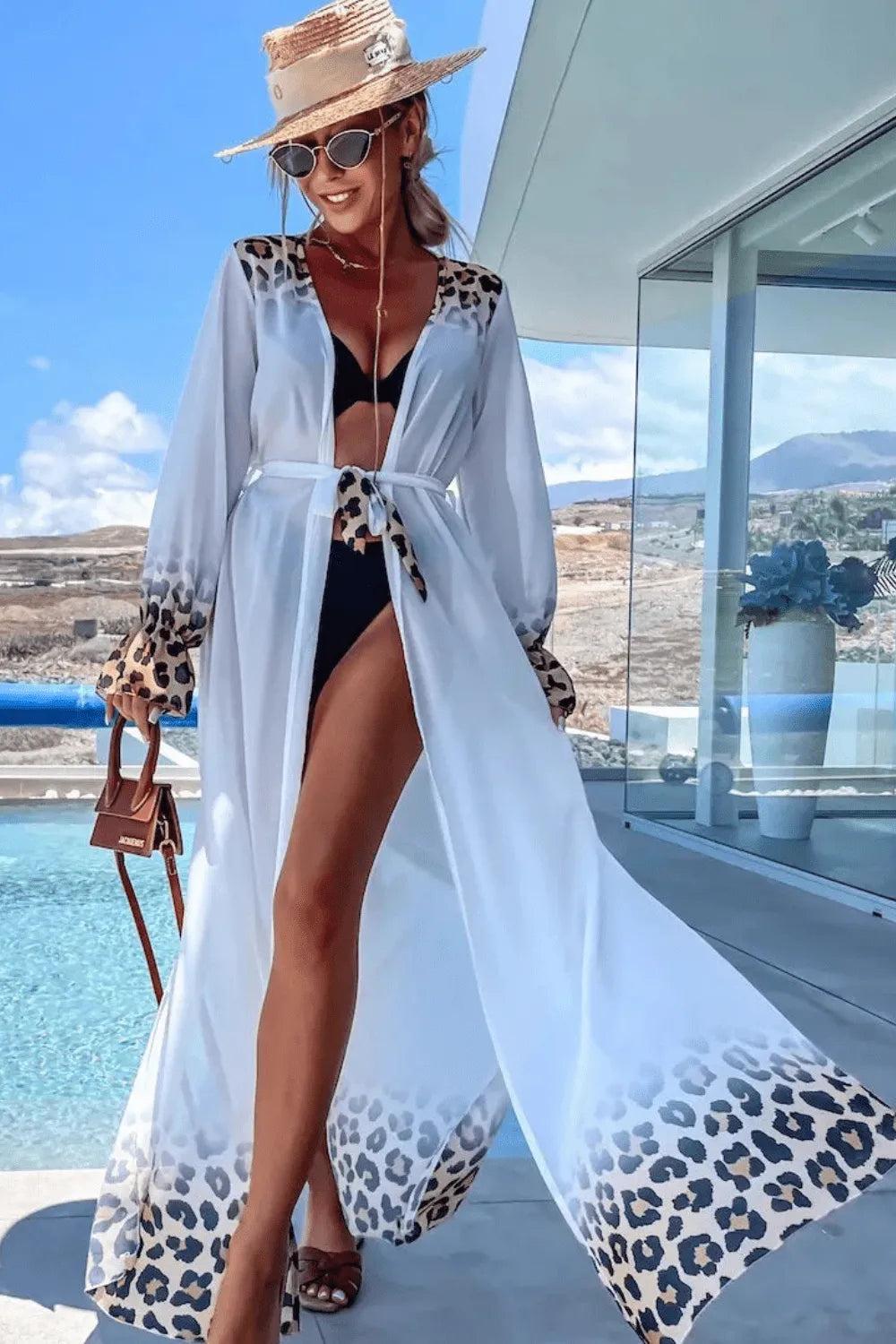 Kimono élégant pour femme style robe chic Blanc / Taille unique Peignoir et bain