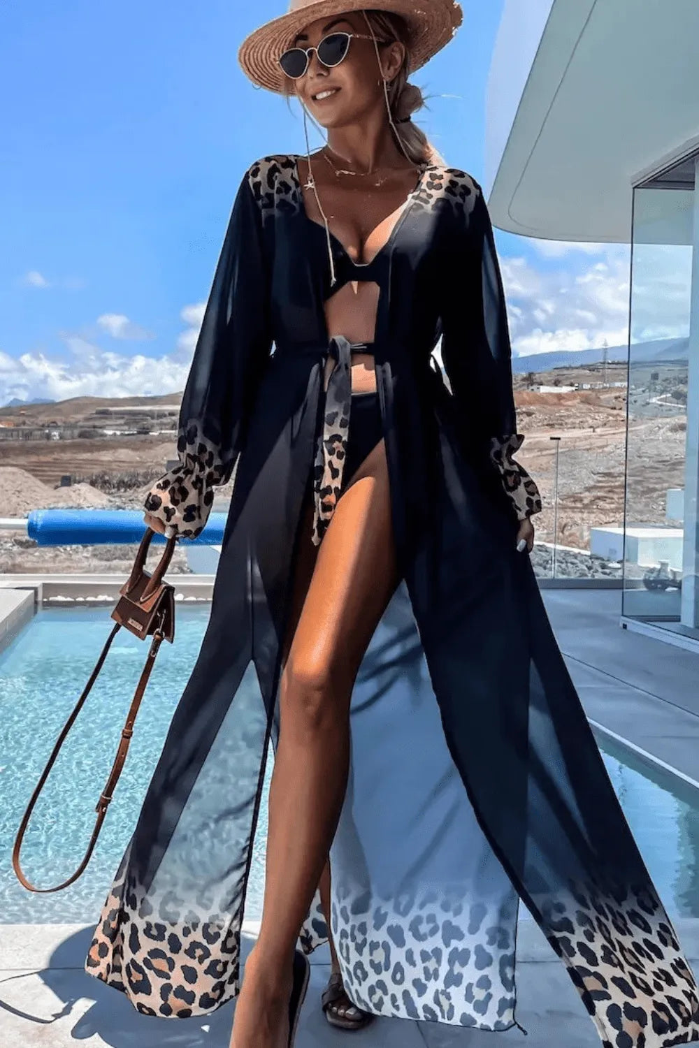 Kimono élégant pour femme style robe chic Noir / Taille unique Peignoir et bain