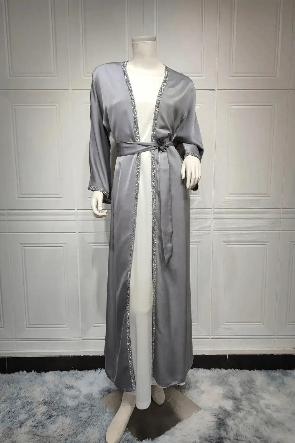 Kimono élégant pour soirée femme ambiance chic Gris / XXL Peignoir et bain