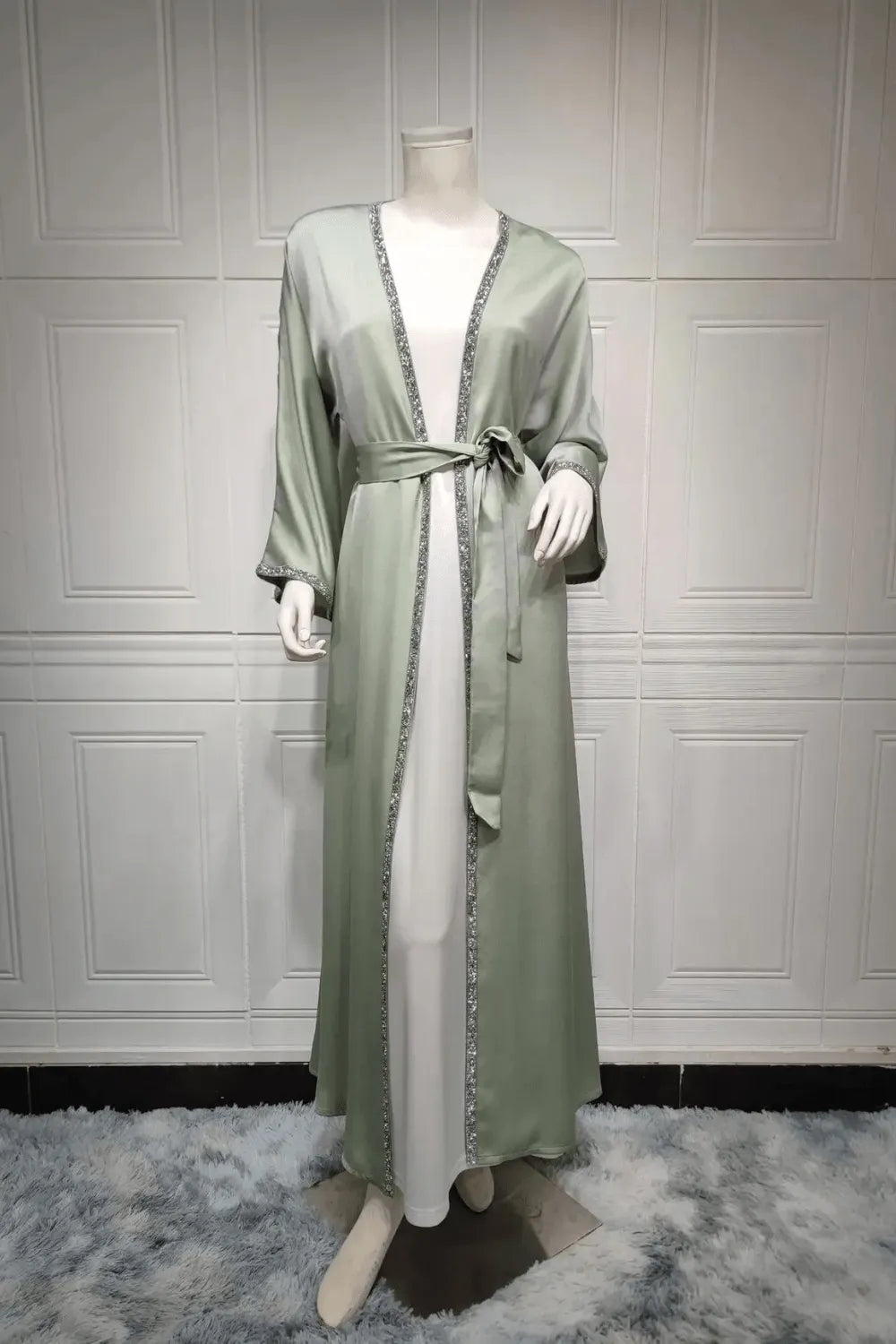 Kimono élégant pour soirée femme ambiance chic Vert / XXL Peignoir et bain