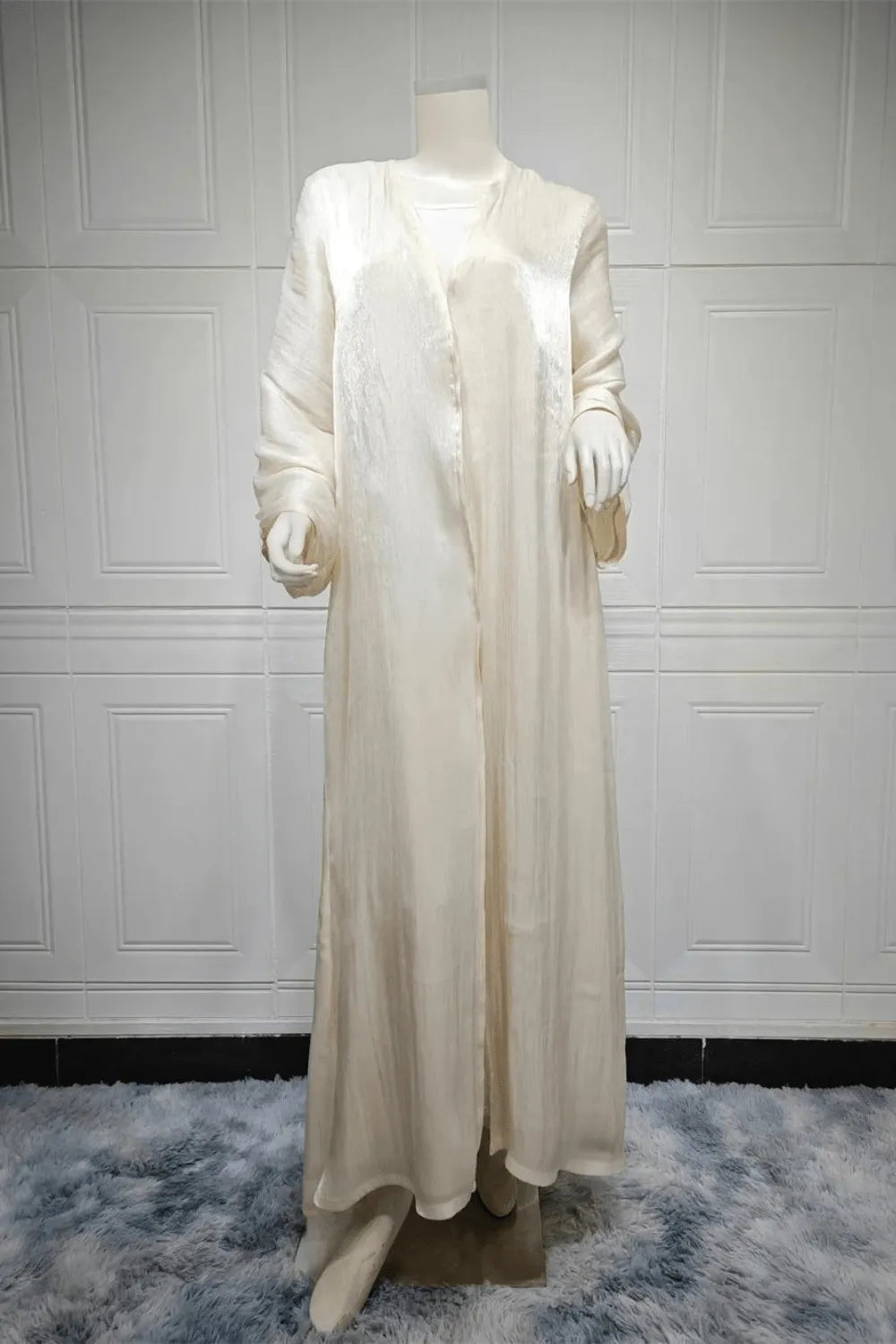 Kimono élégant pour soirées raffinées femme Beige / XXL Peignoir et bain