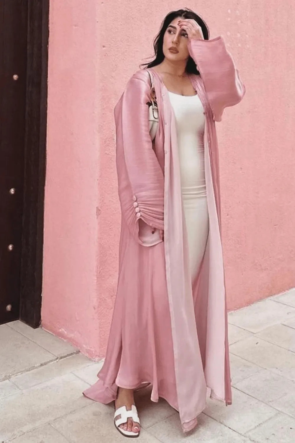 Kimono élégant pour soirées raffinées femme Rose / XXL Peignoir et bain