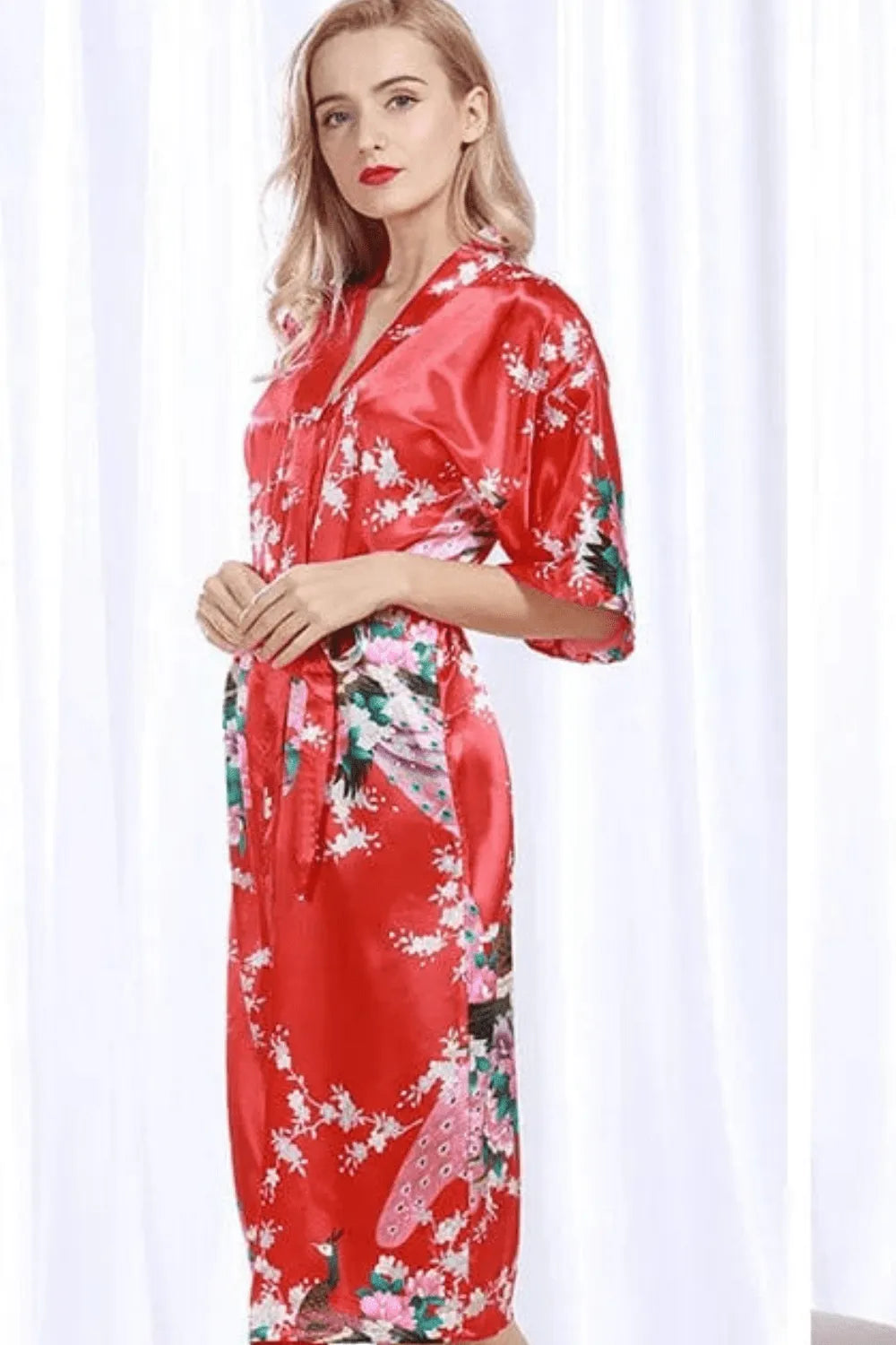 Kimono élégant rouge pour femme ambiance zen Rouge / 3XL Peignoir et bain