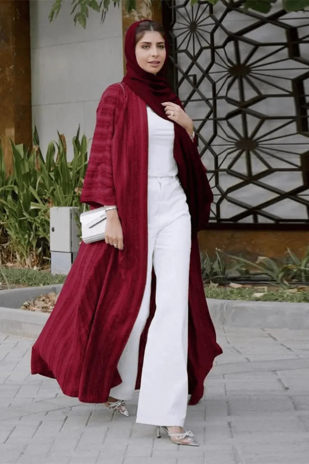 Kimono élégant style abaya pour femme moderne Rouge / XXL Peignoir et bain