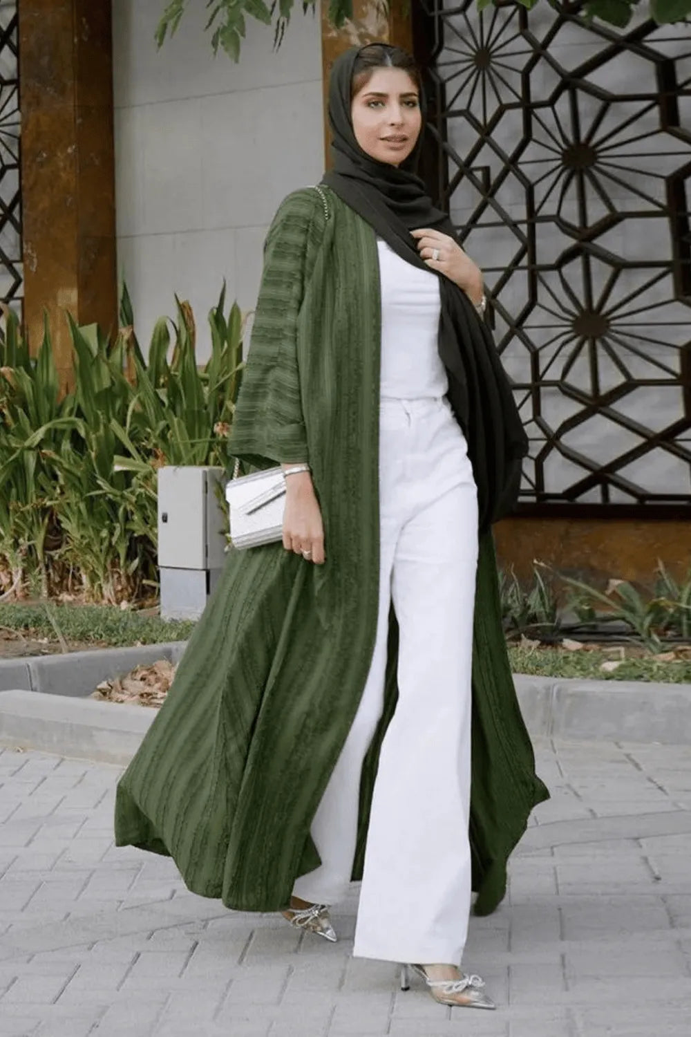 Kimono élégant style abaya pour femme moderne Vert / XXL Peignoir et bain