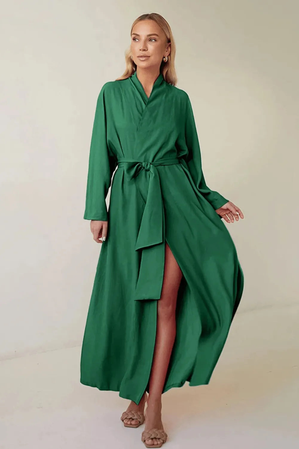 Kimono élégant vert pour moments détente L Peignoir et bain