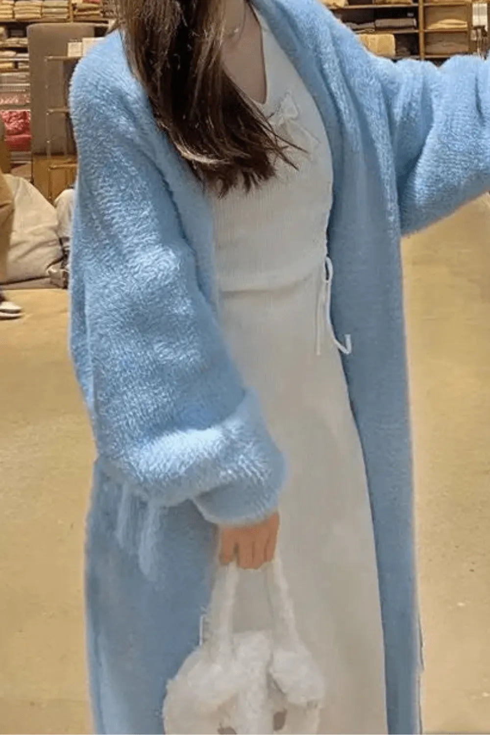 Kimono épais pour femme style hiver élégant Bleu clair / 1m50 à 1m80 ≃ 70kg Peignoir et bain