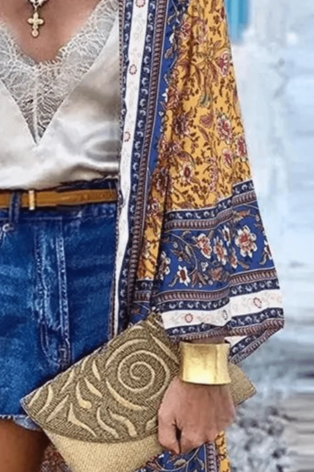 Kimono floral élégant pour femme printemps été Peignoir et bain