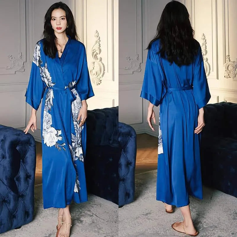 Kimono floral élégant pour femme style bohème Peignoir et bain