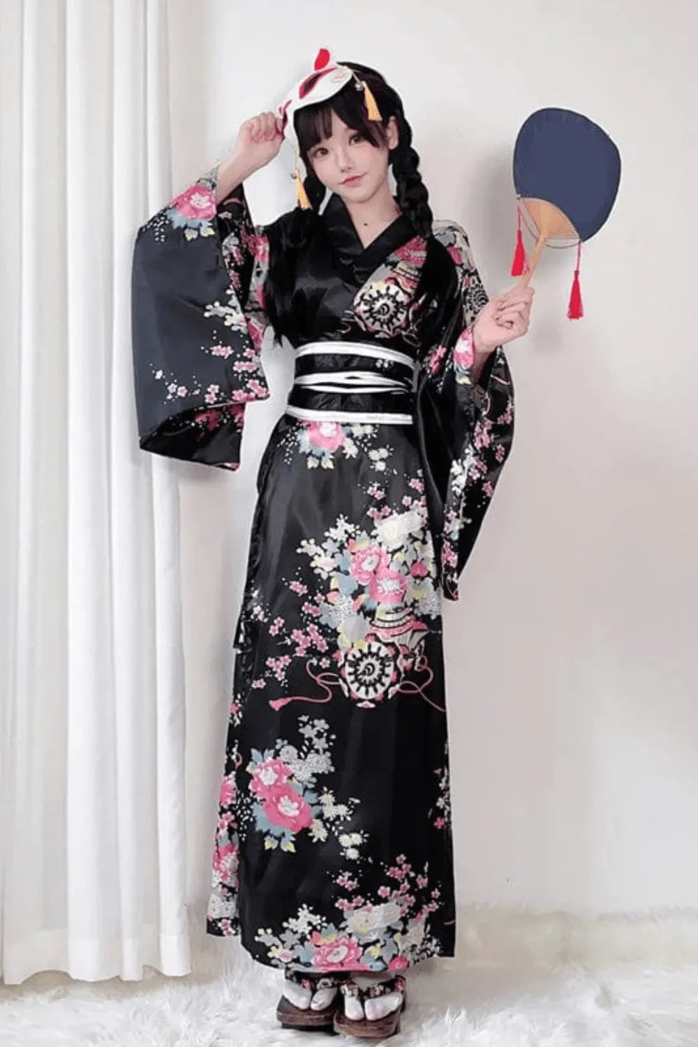 Kimono japonais élégant pour femme Taille unique Peignoir et bain