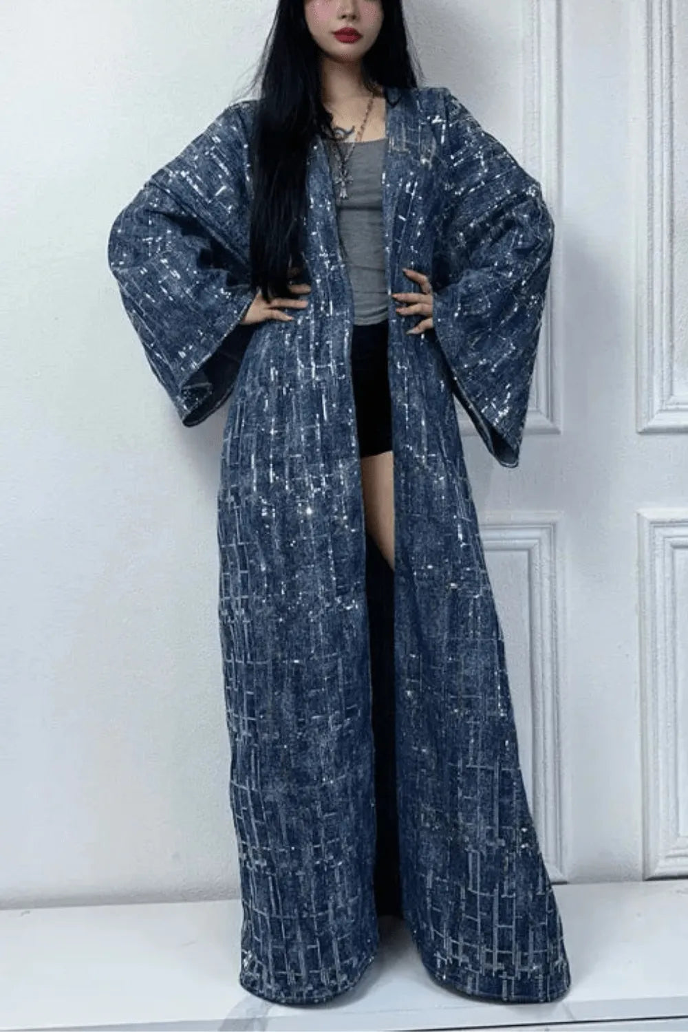 Kimono élégant en denim pour un style décontracté