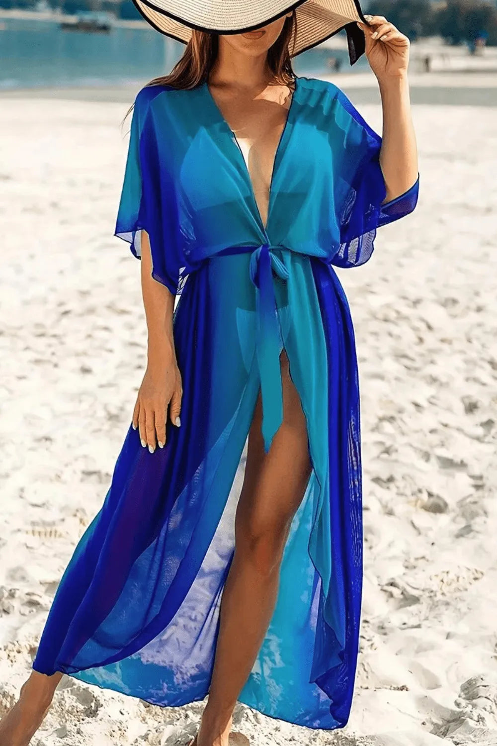 Kimono léger floral pour femme plage été 4XL Peignoir et bain